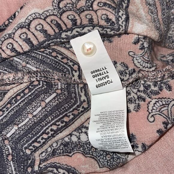 Lucky Brand Women's Scarf Paisley Popover Peasant Top tie string 2X pink - Picture 6 of 7